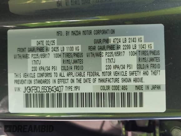 2025 Mazda CX-5 S Preferred z VIN JM3KFBCL6S0643407, wystawiony jako IAAI lot #42836380 z przebiegiem 13 930 mil mil oraz . Historia ofert i sprzedaży dostępna na DreamBid. Obrazek 9.