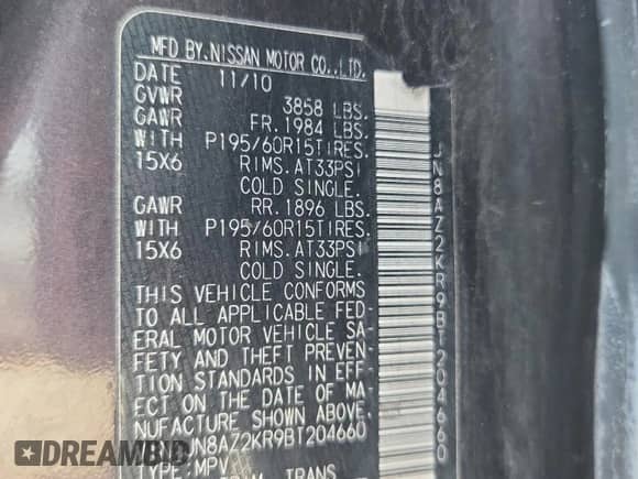 2011 Nissan Cube S с VIN JN8AZ2KR9BT204660, выставлен на аукционе Copart как лот 81407835 с пробегом 175 182 миль миль и Списание • Salvage title. История ставок и продаж доступна на DreamBid. Изображение 12.