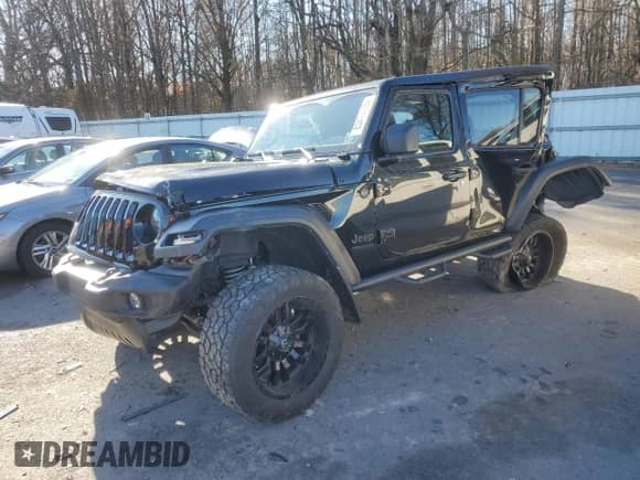 2022 Jeep Wrangler Unlimited Sport z VIN 1C4HJXDG6NW144897, wystawiony jako Copart lot #83474284 z przebiegiem Nie podano mil oraz Szkoda całkowita • Salvage title. Historia ofert i sprzedaży dostępna na DreamBid. Obrazek 1.