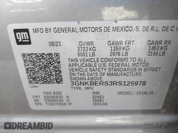 2024 Chevrolet Blazer RS with VIN 3GNKBERS3RS125978, listed as a IAAI auction lot 41895310 with 22,259 mi miles and . Bid and sale history available at DreamBid. Image 9.