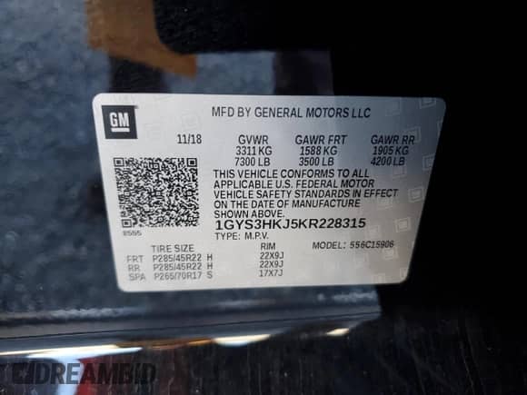 2019 Cadillac Escalade ESV Luxury с VIN 1GYS3HKJ5KR228315, выставлен на аукционе Copart как лот 61169655 с пробегом 86 962 миль миль и Списание • Salvage title. История ставок и продаж доступна на DreamBid. Изображение 13.