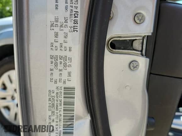 2016 Dodge Journey Canada Value with VIN 3C4PDCAB9GT138251, listed as a Copart auction lot 63011175 with 114,228 mi miles and Salvage title. Bid and sale history available at DreamBid. Image 13.