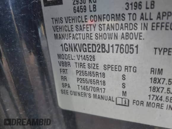 2011 Chevrolet Traverse 1LT with VIN 1GNKVGED2BJ176051, listed as a IAAI auction lot 40852281 with 145,492 mi miles and . Bid and sale history available at DreamBid. Image 9.