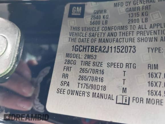 2018 Chevrolet Colorado 4WD Work Truck z VIN 1GCHTBEA2J1152073, wystawiony jako IAAI lot #42369609 z przebiegiem 78 918 mil mil oraz . Historia ofert i sprzedaży dostępna na DreamBid. Obrazek 9.