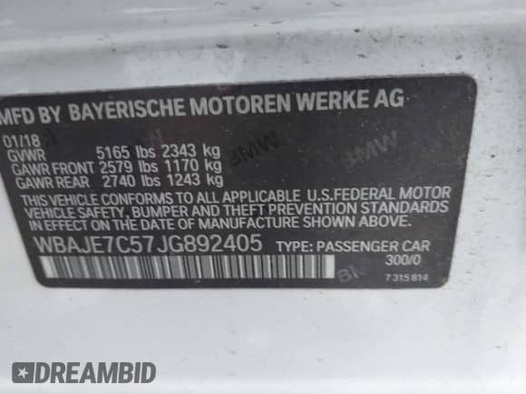 2018 BMW 5 Series 540i xDrive с VIN WBAJE7C57JG892405, выставлен на аукционе IAAI как лот 43156431 с пробегом 74 598 миль миль и . История ставок и продаж доступна на DreamBid. Изображение 9.