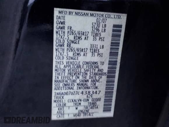 2007 Nissan Frontier SE z VIN 1N6AD07U27C438347, wystawiony jako Copart lot #82444855 z przebiegiem 254 030 mil mil oraz Szkoda całkowita • Salvage title. Historia ofert i sprzedaży dostępna na DreamBid. Obrazek 12.