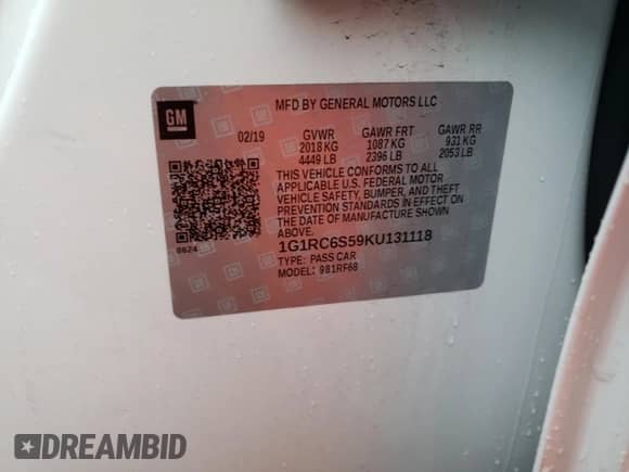 2019 Chevrolet Volt LT с VIN 1G1RC6S59KU131118, выставлен на аукционе Copart как лот 36194223 с пробегом 20 694 миль миль и . История ставок и продаж доступна на DreamBid. Изображение 14.