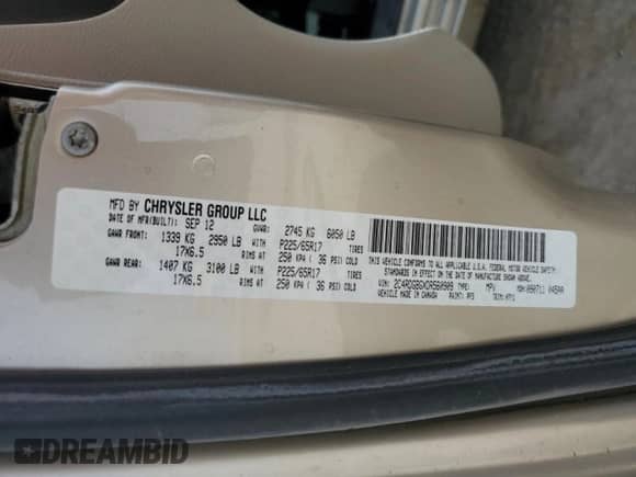 2013 Dodge Grand Caravan SE with VIN 2C4RDGBGXDR560909, listed as a Copart auction lot 80815605 with 161,874 mi miles and Salvage title. Bid and sale history available at DreamBid. Image 13.
