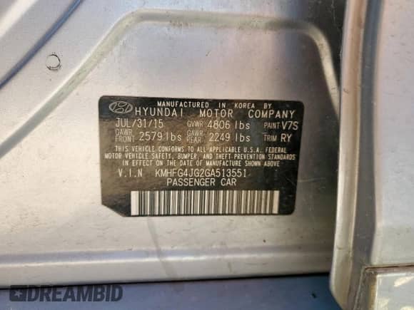 2016 Hyundai Azera с VIN KMHFG4JG2GA513551, выставлен на аукционе Copart как лот 85274845 с пробегом 221 116 миль миль и Чистый • Clean title. История ставок и продаж доступна на DreamBid. Изображение 12.