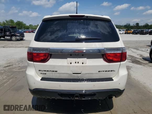 2012 Dodge Durango Citadel with VIN 1C4RDJEG4CC240498, listed as a Copart auction lot 53787135 with 190,362 mi miles and Salvage title. Bid and sale history available at DreamBid. Image 6.