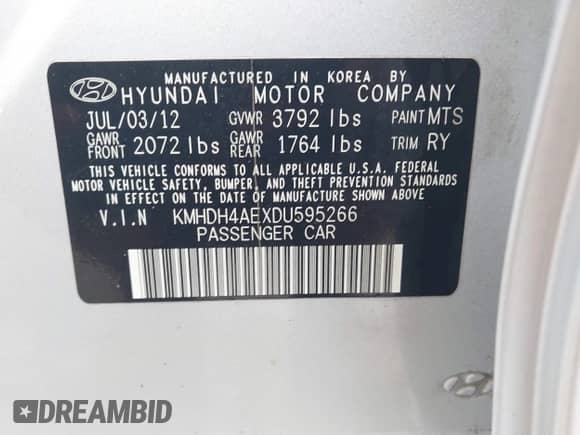 2013 Hyundai Elantra GLS с VIN KMHDH4AEXDU595266, выставлен на аукционе IAAI как лот 43282201 с пробегом 148 389 миль миль и . История ставок и продаж доступна на DreamBid. Изображение 9.