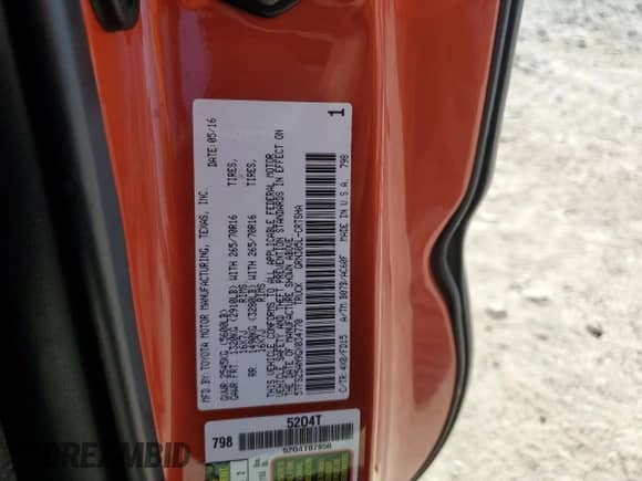 2016 Toyota Tacoma SR5 с VIN 5TFSZ5AN9GX034770, выставлен на аукционе Copart как лот 80369455 с пробегом 67 690 миль миль и Списание • Salvage title. История ставок и продаж доступна на DreamBid. Изображение 12.