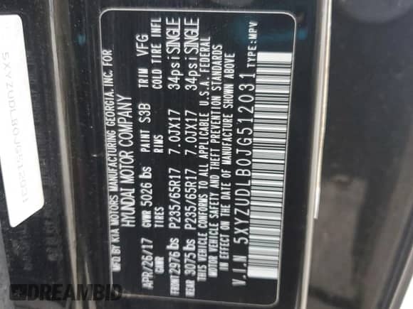 2018 Hyundai Santa Fe 2.4L с VIN 5XYZUDLB0JG512031, выставлен на аукционе Copart как лот 84948615 с пробегом 161 628 миль миль и Чистый • Clean title. История ставок и продаж доступна на DreamBid. Изображение 13.