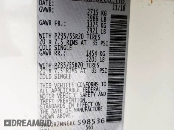 2019 Nissan Pathfinder S with VIN 5N1DR2MN6KC598536, listed as a Copart auction lot 71466835 with 123,815 mi miles and Salvage title. Bid and sale history available at DreamBid. Image 14.