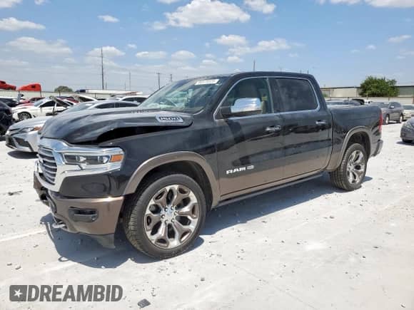 2020 Ram 1500 Longhorn with VIN 1C6SRFKT7LN323842, listed as a Copart auction lot 66570325 with 68,278 mi miles and Salvage title. Bid and sale history available at DreamBid. Image 1.