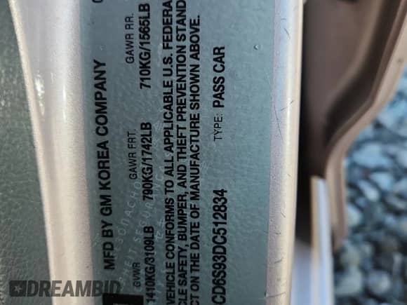 2013 Chevrolet Spark LT z VIN KL8CD6S93DC512834, wystawiony jako Copart lot #81008005 z przebiegiem 83 058 mil mil oraz Szkoda całkowita • Salvage title. Historia ofert i sprzedaży dostępna na DreamBid. Obrazek 13.