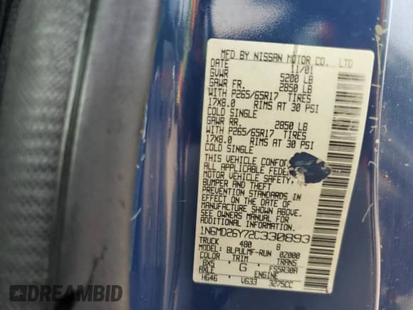 2002 Nissan Frontier SVE с VIN 1N6MD26Y72C330893, выставлен на аукционе Copart как лот 71748485 с пробегом 228 349 миль миль и Списание • Salvage title. История ставок и продаж доступна на DreamBid. Изображение 12.