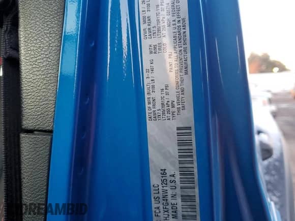 2022 Jeep Wrangler Unlimited Rubicon with VIN 1C4HJXFG4NW125164, listed as a Copart auction lot 89397015 with 39,322 mi miles and Salvage title. Bid and sale history available at DreamBid. Image 12.