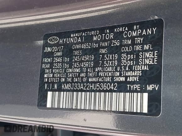 2017 Hyundai Tucson Sport с VIN KM8J33A22HU536042, выставлен на аукционе IAAI как лот 42340962 с пробегом 133 172 миль миль и . История ставок и продаж доступна на DreamBid. Изображение 9.