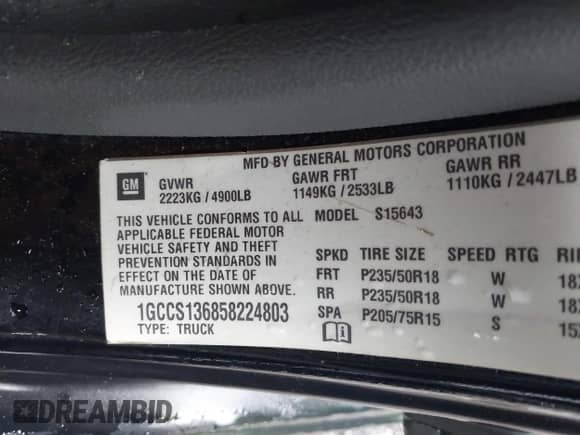2005 Chevrolet Colorado 1SC LS Z85 с VIN 1GCCS136858224803, выставлен на аукционе IAAI как лот 42238648 с пробегом 144 847 миль миль и . История ставок и продаж доступна на DreamBid. Изображение 9.