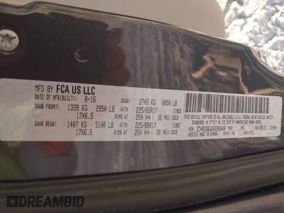 2016 Dodge Grand Caravan SE Plus with VIN 2C4RDGBGXGR389048, listed as a IAAI auction lot 43443847 with 134,638 mi miles and . Bid and sale history available at DreamBid. Image 9.