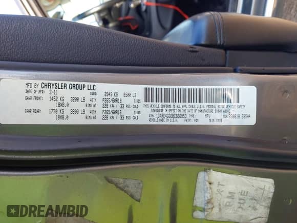 2011 Dodge Durango Crew with VIN 1D4RD4GG6BC666953, listed as a IAAI auction lot 43520392 with 185,038 mi miles and . Bid and sale history available at DreamBid. Image 9.