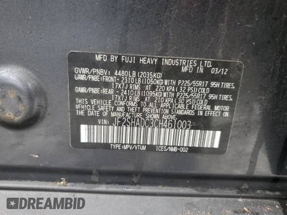 2012 Subaru Forester X Premium z VIN JF2SHADC3CH461003, wystawiony jako Copart lot #91241535 z przebiegiem 158 510 mil mil oraz Czysty tytuł • Clean title. Historia ofert i sprzedaży dostępna na DreamBid. Obrazek 13.