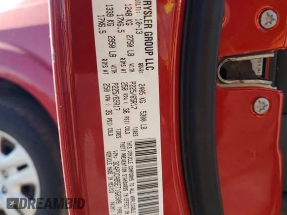 2014 Dodge Journey SE с VIN 3C4PDCAB5ET160308, выставлен на аукционе Copart как лот 70038405 с пробегом 279 791 миль миль и Списание • Salvage title. История ставок и продаж доступна на DreamBid. Изображение 13.