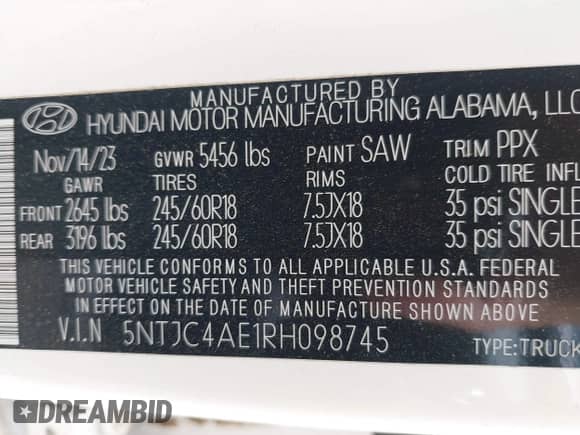 2024 Hyundai Santa Cruz SEL с VIN 5NTJC4AE1RH098745, выставлен на аукционе IAAI как лот 42955363 с пробегом 32 286 миль миль и . История ставок и продаж доступна на DreamBid. Изображение 9.