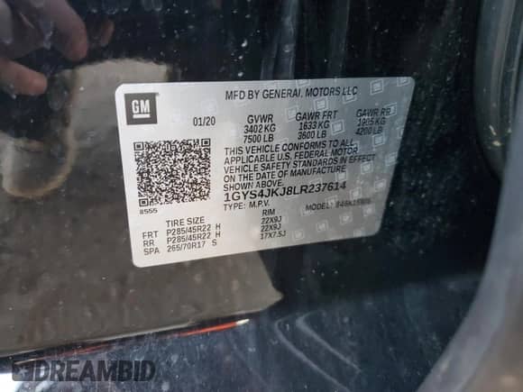 2020 Cadillac Escalade ESV Premium Luxury с VIN 1GYS4JKJ8LR237614, выставлен на аукционе Copart как лот 48403755 с пробегом 91 227 миль миль и Списание • Salvage title. История ставок и продаж доступна на DreamBid. Изображение 13.