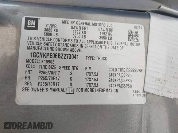 2011 Chevrolet Silverado 1500 Work Truck z VIN 1GCNKPE06BZ273041, wystawiony jako IAAI lot #42692499 z przebiegiem 274 476 mil mil oraz . Historia ofert i sprzedaży dostępna na DreamBid. Obrazek 9.