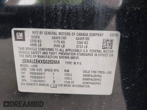 2016 Chevrolet Equinox LT с VIN 2GNALCEKXG6282664, выставлен на аукционе IAAI как лот 43040358 с пробегом 120 597 миль миль и . История ставок и продаж доступна на DreamBid. Изображение 9.