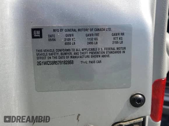 2007 Chevrolet Impala LT z VIN 2G1WC58R579182868, wystawiony jako Copart lot #71966425 z przebiegiem 103 824 mil mil oraz Szkoda całkowita • Salvage title. Historia ofert i sprzedaży dostępna na DreamBid. Obrazek 12.