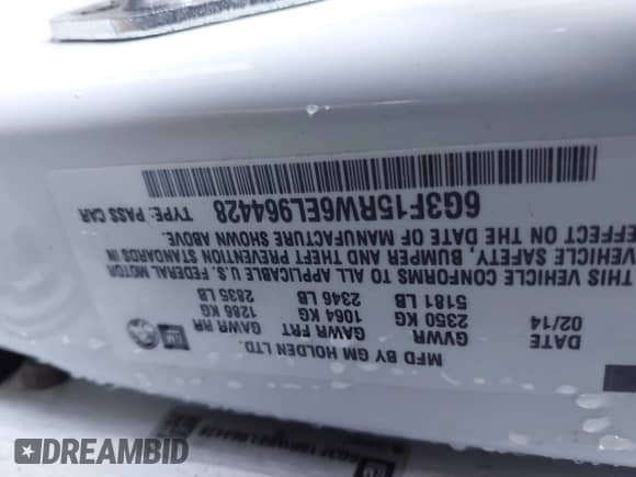 2014 Chevrolet SS с VIN 6G3F15RW6EL964428, выставлен на аукционе IAAI как лот 42488136 с пробегом 117 120 миль миль и . История ставок и продаж доступна на DreamBid. Изображение 9.