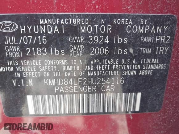 2017 Hyundai Elantra Limited с VIN KMHD84LF2HU254116, выставлен на аукционе IAAI как лот 41869205 с пробегом 115 845 миль миль и . История ставок и продаж доступна на DreamBid. Изображение 9.