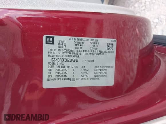 2013 Chevrolet Silverado 1500 Work Truck z VIN 1GCNCPEX3DZ308907, wystawiony jako IAAI lot #42828574 z przebiegiem 22 421 mil mil oraz . Historia ofert i sprzedaży dostępna na DreamBid. Obrazek 9.