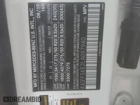 2020 Mercedes-Benz GLS 450 z VIN 4JGFF5KE2LA097940, wystawiony jako Copart lot #63228435 z przebiegiem 87 732 mil mil oraz Szkoda całkowita • Salvage title. Historia ofert i sprzedaży dostępna na DreamBid. Obrazek 14.