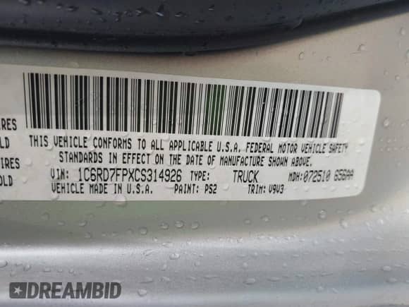 2012 Ram 1500 ST z VIN 1C6RD7FPXCS314926, wystawiony jako IAAI lot #42485348 z przebiegiem 77 663 mil mil oraz . Historia ofert i sprzedaży dostępna na DreamBid. Obrazek 9.