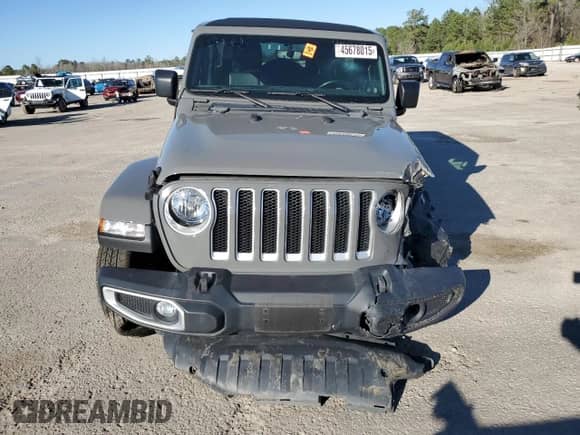 2022 Jeep Wrangler Unlimited Sahara z VIN 1C4HJXEG2NW115847, wystawiony jako Copart lot #45678015 z przebiegiem Nie podano mil oraz Szkoda całkowita • Salvage title. Historia ofert i sprzedaży dostępna na DreamBid. Obrazek 5.