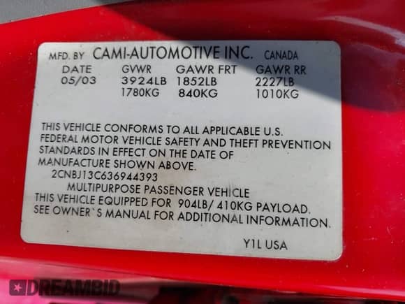 2003 Chevrolet Tracker with VIN 2CNBJ13C636944393, listed as a IAAI auction lot 42280665 with 80,918 mi miles and . Bid and sale history available at DreamBid. Image 9.