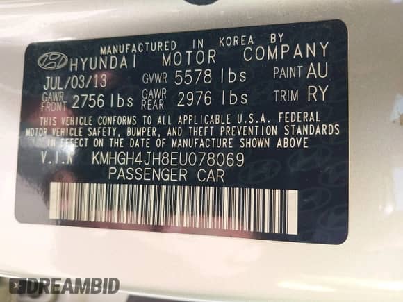 2014 Hyundai Equus Signature with VIN KMHGH4JH8EU078069, listed as a IAAI auction lot 42597798 with 132,160 mi miles and . Bid and sale history available at DreamBid. Image 9.