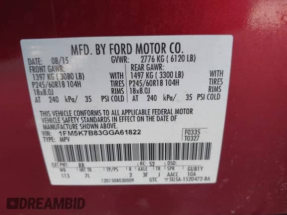 2016 Ford Explorer с VIN 1FM5K7B83GGA61822, выставлен на аукционе IAAI как лот 43255805 с пробегом 87 574 миль миль и . История ставок и продаж доступна на DreamBid. Изображение 9.