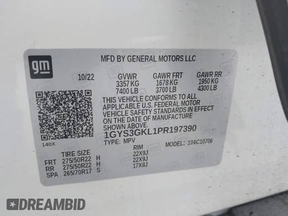 2023 Cadillac Escalade RWD Sport Platinum с VIN 1GYS3GKL1PR197390, выставлен на аукционе IAAI как лот 41590503 с пробегом 14 711 миль миль и . История ставок и продаж доступна на DreamBid. Изображение 9.