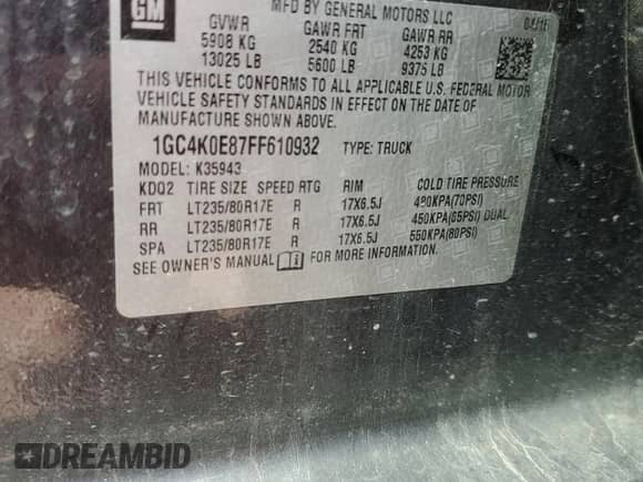 2015 Chevrolet Silverado 3500HD LTZ with VIN 1GC4K0E87FF610932, listed as a Copart auction lot 67093954 with 89,360 mi miles and Salvage title. Bid and sale history available at DreamBid. Image 12.