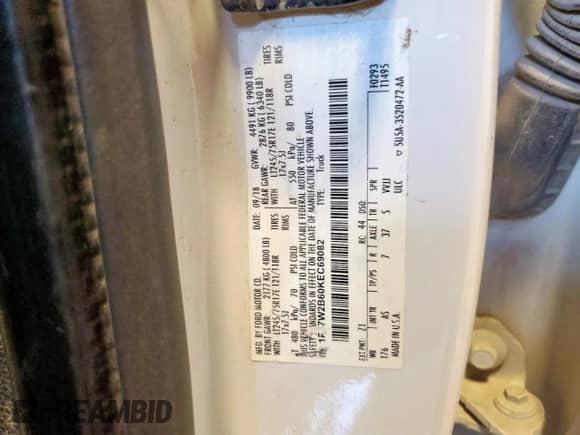 2019 Ford F-250 XL with VIN 1FT7W2B60KEC69082, listed as a Copart auction lot 72031715 with 195,244 mi miles and Clean title. Bid and sale history available at DreamBid. Image 12.