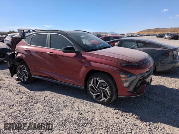 2024 Hyundai Kona N Line with VIN KM8HACA38RU135240, listed as a Copart auction lot 65264155 with 12,165 mi miles and Salvage title. Bid and sale history available at DreamBid. Image 4.