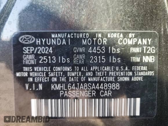 2025 Hyundai Sonata SEL with VIN KMHL64JA8SA448988, listed as a Copart auction lot 86898825 with 17,549 mi miles and Clean title. Bid and sale history available at DreamBid. Image 13.