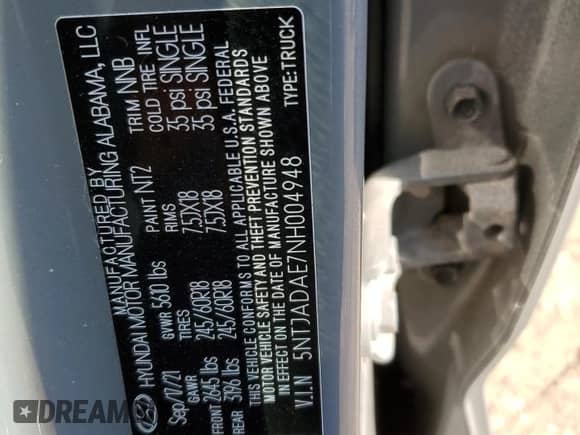 2022 Hyundai Santa Cruz SE с VIN 5NTJADAE7NH004948, выставлен на аукционе Copart как лот 73115444 с пробегом 24 012 миль миль и Списание • Salvage title. История ставок и продаж доступна на DreamBid. Изображение 12.