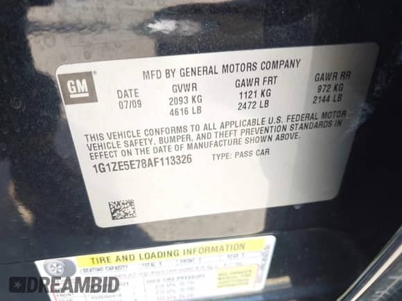2010 Chevrolet Malibu LTZ with VIN 1G1ZE5E78AF113326, listed as a IAAI auction lot 42854380 with 139,367 mi miles and . Bid and sale history available at DreamBid. Image 9.