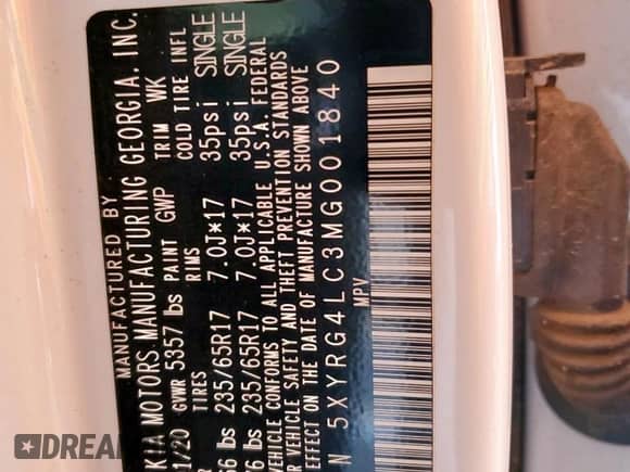 2021 Kia Sorento LX with VIN 5XYRG4LC3MG001840, listed as a Copart auction lot 71636255 with 43,437 mi miles and Clean title. Bid and sale history available at DreamBid. Image 13.